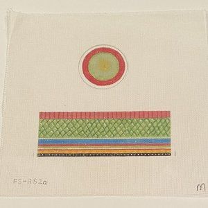 Handpainted Needlepoint Round Hinged Colorful Stripes Funda Scully CANVAS ONLY